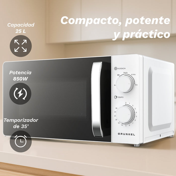 EAN 8426156019154 - Grunkel MW-25EASY microondas Blanco Solo microondas Encimera 25 L 850 W imagen 7
