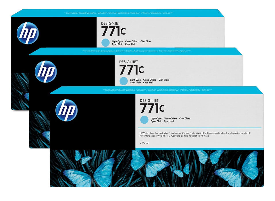 EAN 887111301291 - HP 771C 3-pack 775-ml Light Cyan DesignJet Ink Cartridges cabeza de impresora Inyección de tinta térmica imagen 1