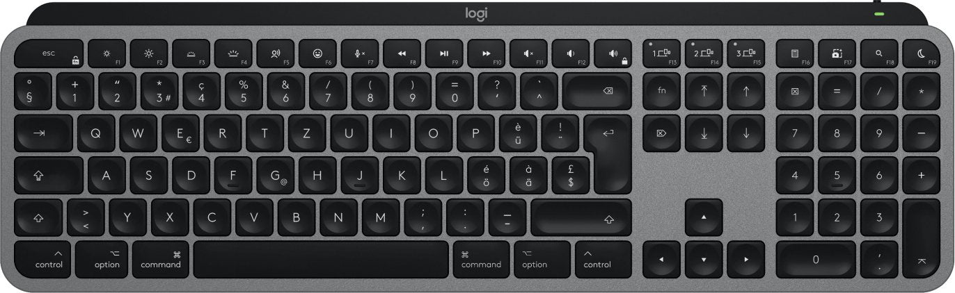 EAN 5099206114678 - Logitech MX Keys S for Mac teclado Oficina RF Wireless + Bluetooth QWERTZ Suizo Aluminio, Negro imagen 1