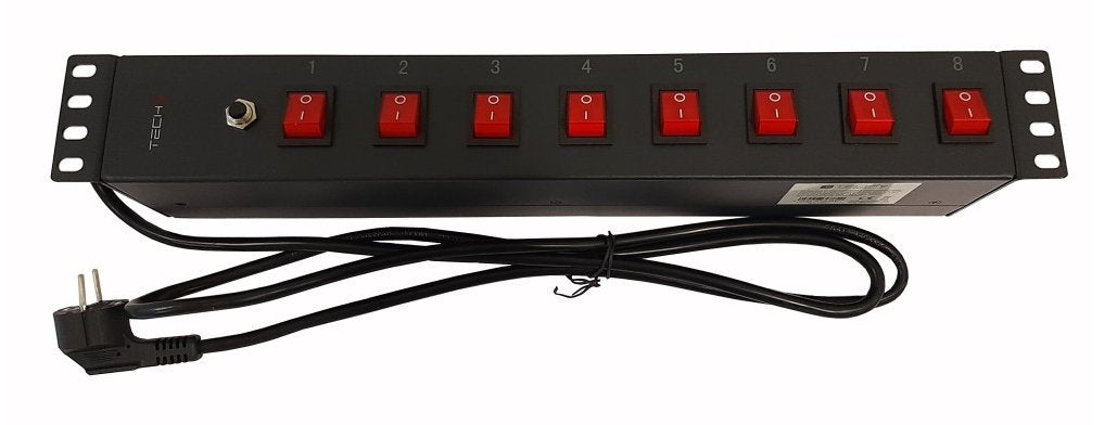 EAN 8059018367829 - Techly I-CASE STRIP-815I unidad de distribución de energía (PDU) 8 salidas AC 1.5U Negro imagen 3
