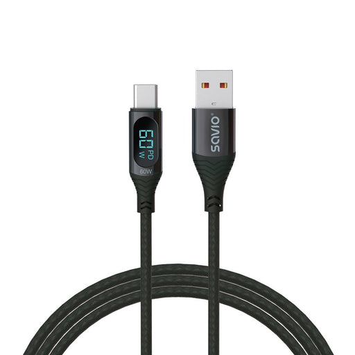 EAN 5901986047780 - Savio USB - USB-C cable with display CL-172 1 m black cable USB USB 3.2 Gen 1 (3.1 Gen 1) USB C Negro imagen 1