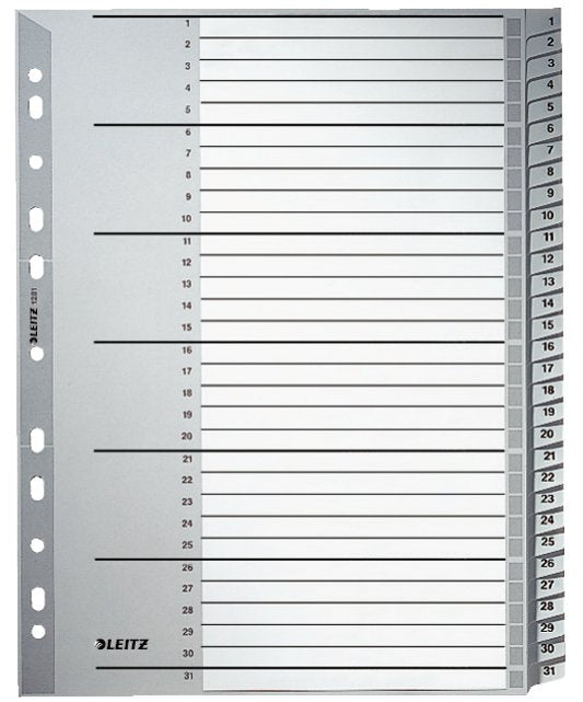 EAN 4002432301836 - Leitz 12810000 lengüeta de índice Separador numérico con pestaña Cartón Gris imagen 1