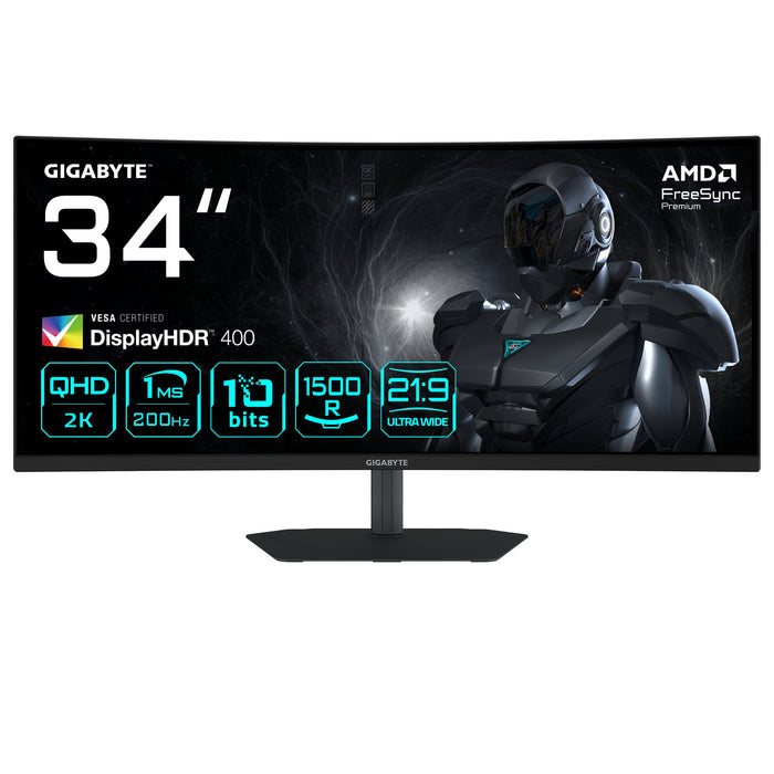 EAN 4719331870294 - GIGABYTE G34WQC2 pantalla para PC 86,4 cm (34") 3440 x 1440 Pixeles UltraWide Quad HD LED Negro imagen 1