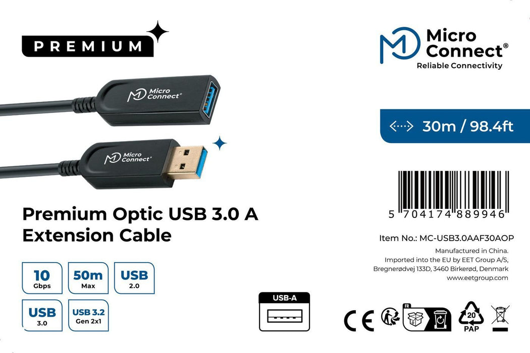 EAN 5704174889946 - Microconnect MC-USB3.0AAF30AOP cable USB USB 3.2 Gen 2 (3.1 Gen 2) 30 m USB A Negro imagen 3