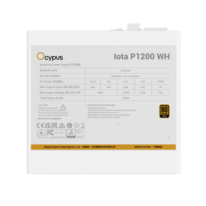 EAN 6977414882536 - Ocypus Iota P1200 WH unidad de fuente de alimentación 1200 W 24-pin ATX ATX Blanco imagen 5