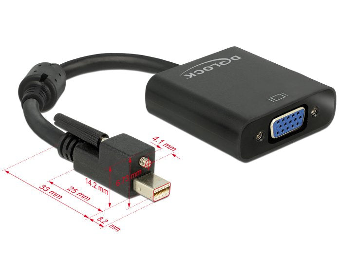 EAN 4043619626410 - DeLOCK 62641 adaptador de cable de vídeo 0,25 m Mini DisplayPort VGA (D-Sub) Negro imagen 2