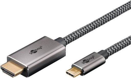 EAN 4040849756993 - Goobay 75699 adaptador de cable de vídeo 1 m USB Tipo C HDMI tipo A (Estándar) Negro, Plata imagen 2