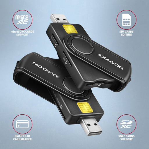 EAN 8595247906953 - Axagon CRE-SMP2A USB Smart card & SD/microSD/SIM PocketReader lector de tarjeta inteligente Interior USB  imagen 2