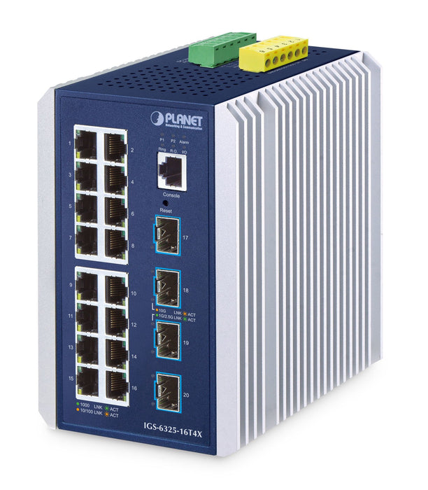 EAN 4711605287425 - PLANET IP30 Industrial L3 16-Port Gestionado Gigabit Ethernet (10/100/1000) Aluminio, Azul imagen 1