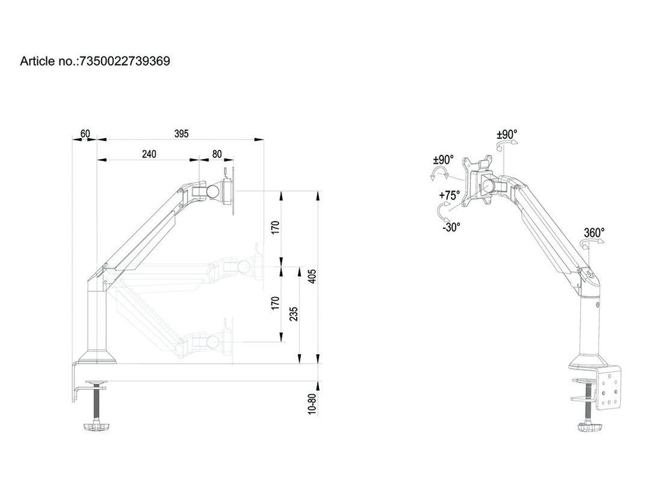 EAN 7350022739369 - Multibrackets 9369 soporte para monitor 81,3 cm (32") Escritorio Negro imagen 24