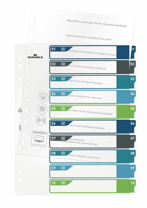 EAN 4005546735115 - Durable 679527 lengüeta de índice Separador en blanco con pestaña Polipropileno (PP) Multicolor imagen 3
