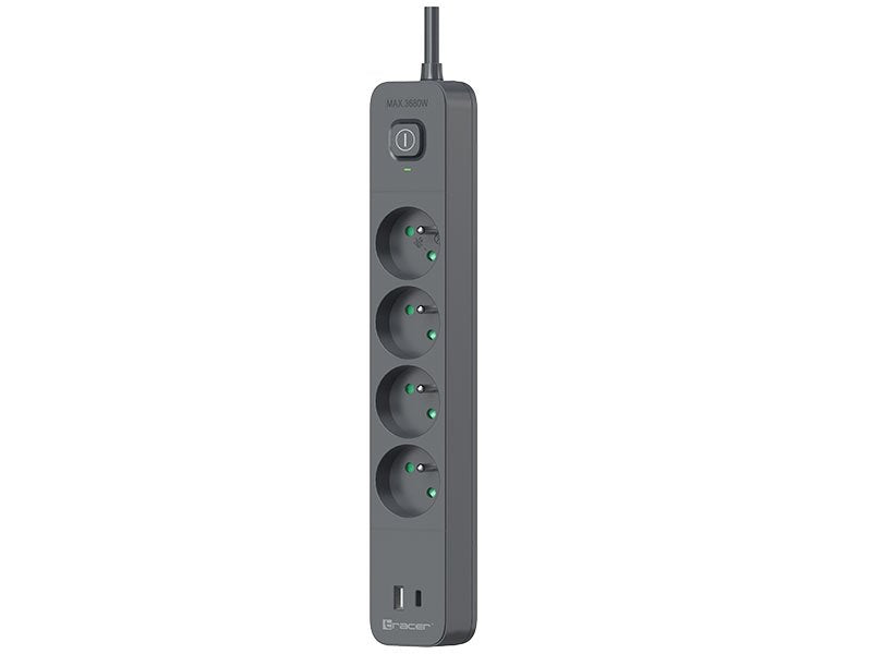EAN 5907512868959 - Tracer Power Line+ 5 sockets base múltiple 1,5 m 4 salidas AC Interior Grafito imagen 3