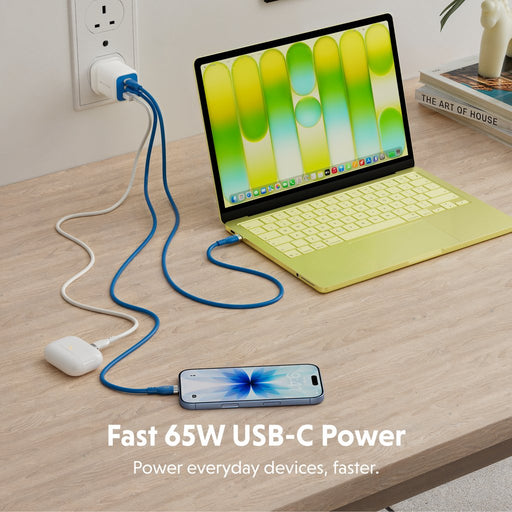 EAN 1220000631243 - Targus HyperJuice Flex 65W GaN Portátil, Smartphone, Auriculares, Consola de juegos portátil Azul, Blanco imagen 2