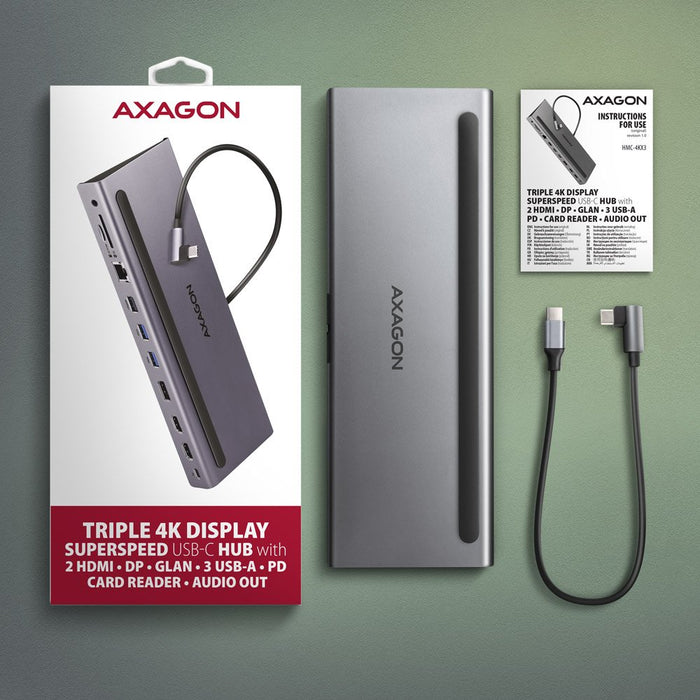 EAN 8595247907608 - Axagon HMC-4KX3 base para portátil y replicador de puertos Alámbrico USB 3.2 Gen 1 (3.1 Gen 1) Type-C Gri imagen 13