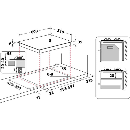 EAN 8003437616303 - Whirlpool GMT 6422 AN Antracita Integrado 59 cm Encimera de gas 4 zona(s) imagen 2