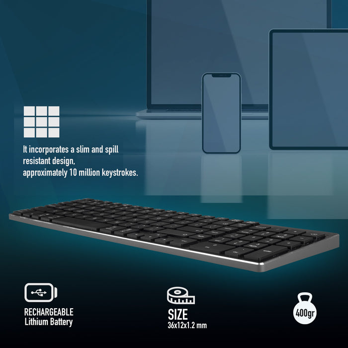 EAN 8435430619447 - NGS FORTUNE-BT, QWERTY, PT teclado Universal Bluetooth Portugués Negro, Plata imagen 11