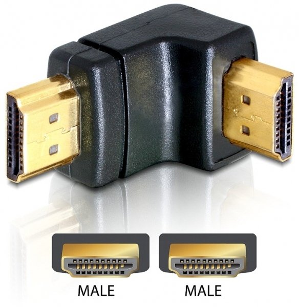 EAN 4043619650736 - DeLOCK Adapter HDMI male > HDMI male 90° down HDMI 1.3 Negro imagen 1