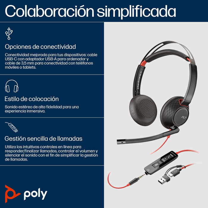 EAN 0197498837420 - HP Poly Blackwire 5220 Stereo USB-C Headset +3.5mm Plug +USB-C/A Adapter Alámbrico Diadema Llamadas/Músic imagen 2