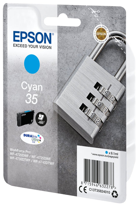 EAN 8715946632278 - Epson Padlock C13T35824010 cartucho de tinta 1 pieza(s) Original Rendimiento estándar Cian imagen 2