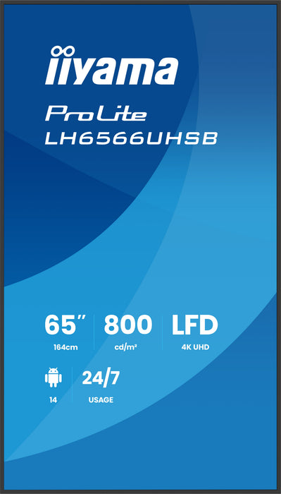 EAN 4948570128235 - iiyama LH6566UHSB-B1AG pantalla de señalización Pantalla plana para señalización digital 165,1 cm (65") L imagen 2