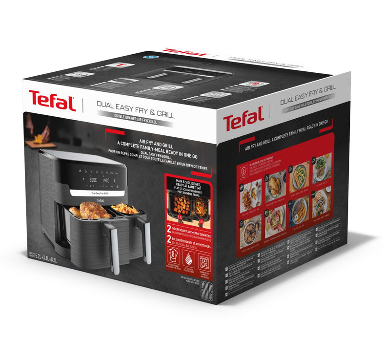 EAN 3045380024243 - Tefal Dual Easy Fry & Grill EY905B Doble 8,3 L Independiente 2700 W Freidora de aire caliente Gris imagen 14