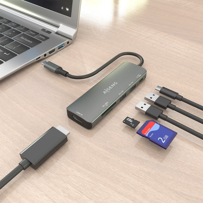 EAN 8435739903124 - AISENS ASUC-6P023-GR base para portátil y replicador de puertos Alámbrico USB 3.2 Gen 1 (3.1 Gen 1) Type- imagen 5