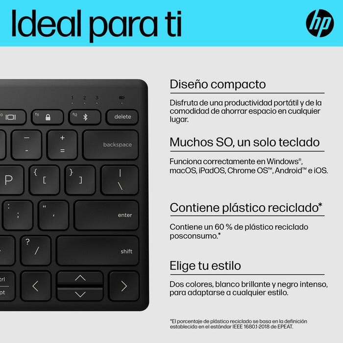 EAN 0196548516001 - HP 350 BLK Compact Multi-Device Keyboard teclado Hogar Negro imagen 10
