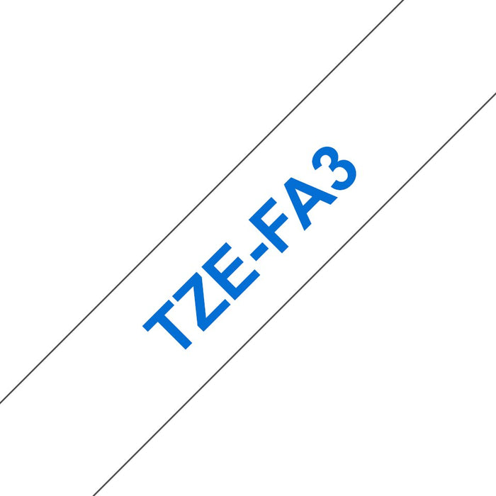 EAN 4977766683425 - Brother TZE-FA3 cinta para impresora de etiquetas Azul sobre blanco imagen 1