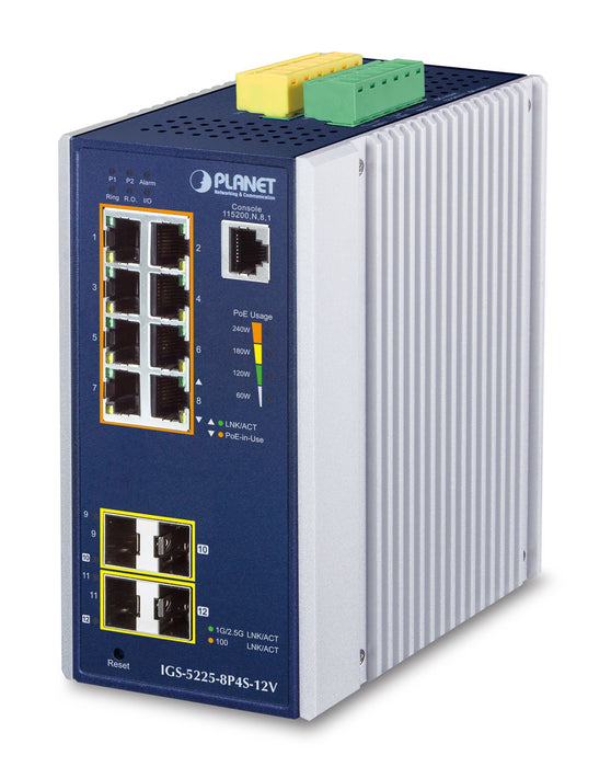 EAN 4711605286350 - PLANET Industrial 8-Port GE PoE+ 2*1G SFP+ 2*2,5G SFP - 8-Port Gestionado L2+ Gigabit Ethernet (10/100/10 imagen 1
