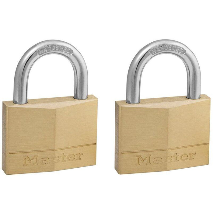 2x 50mm Brass Padlock - 25mm Hardened Steel Shackle, Diam. 7mm - 5 Pins