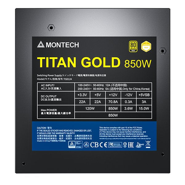 EAN 4710562744552 - Montech TITAN GOLD 850W unidad de fuente de alimentación 20+4 pin ATX ATX Negro imagen 6