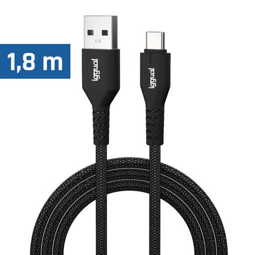 EAN 8435364320006 - iggual IGG320006 cable USB USB 2.0 1,8 m USB A USB C 480 Gbit/s Negro imagen 1