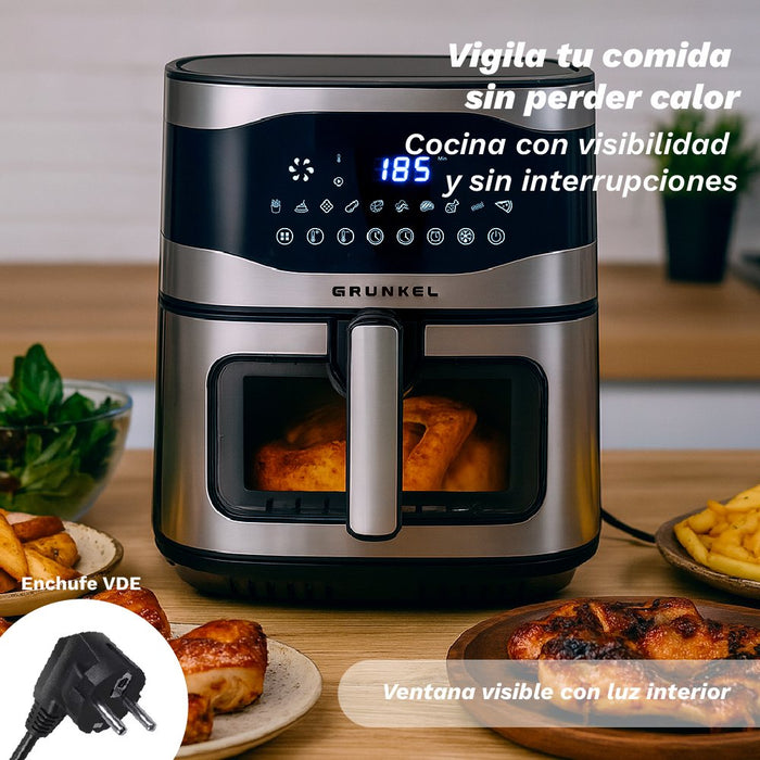 EAN 8426156019017 - Grunkel MAXYSTEELFRYER freidora Sencillo 9 L Independiente 2200 W Freidora de aire caliente Negro, Acero  imagen 7