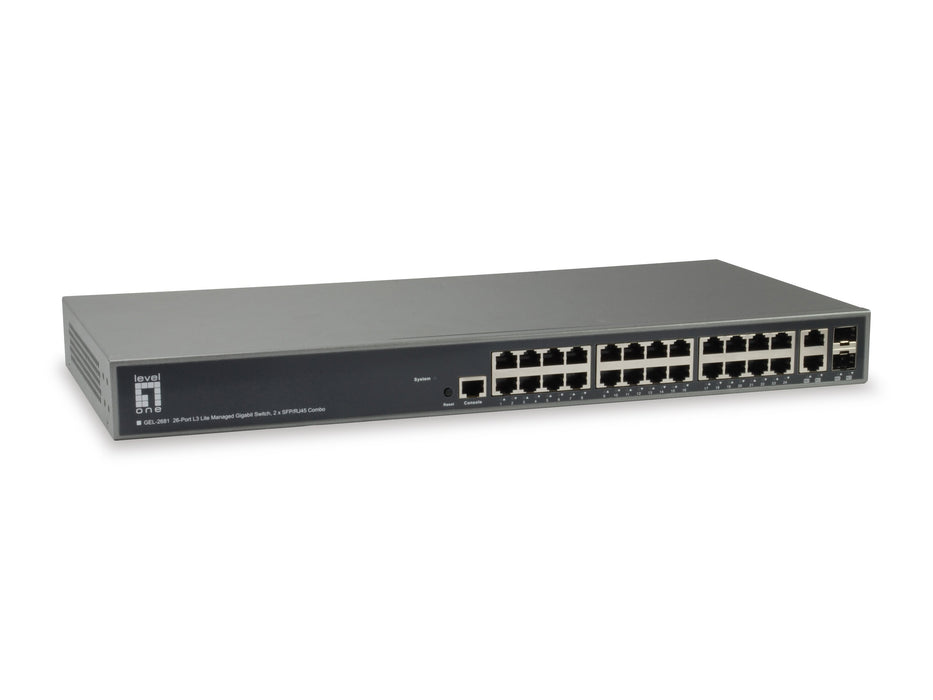 EAN 4015867198940 - LevelOne GEL-2681 switch Gestionado L3 Gigabit Ethernet (10/100/1000) Negro imagen 1