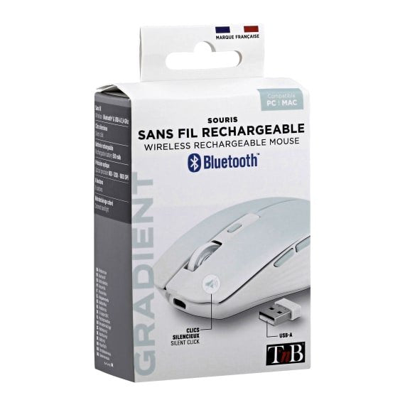 EAN 3303170113202 - T'nB MWGRADIENTBL ratón mano derecha Bluetooth + USB Type-C 1600 DPI imagen 5