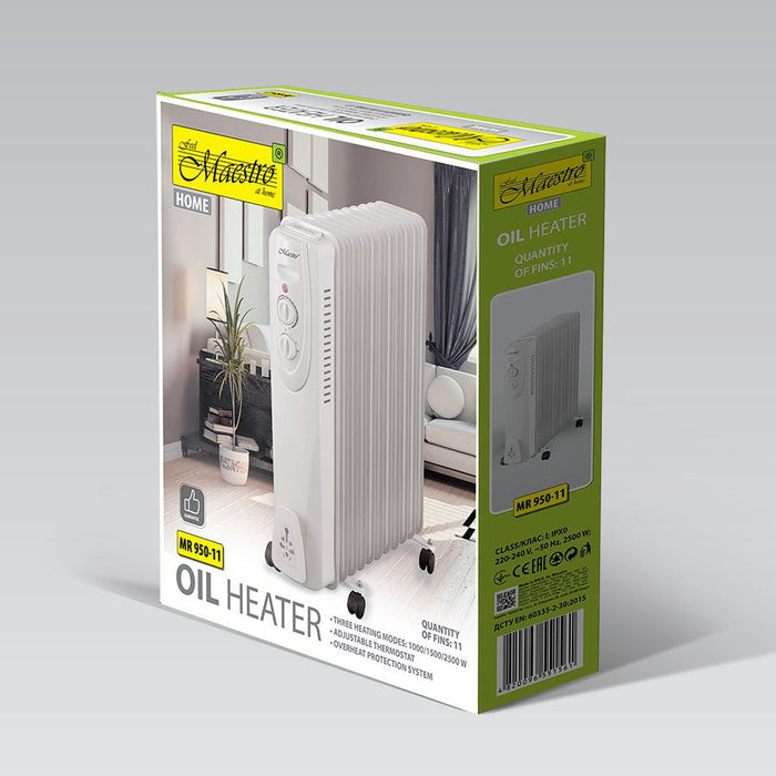 EAN 4820096551554 - Maestro MR-950-9 calefactor eléctrico Interior Blanco 2000 W Radiador de aceite eléctrico imagen 4