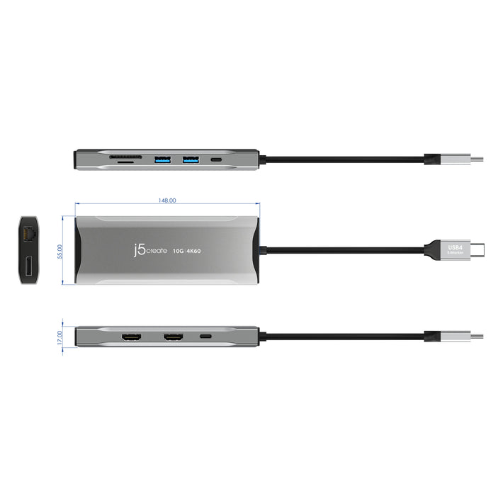 EAN 4712795086324 - j5create JCD397 Alámbrico USB 3.2 Gen 1 (3.1 Gen 1) Type-C Gris imagen 6