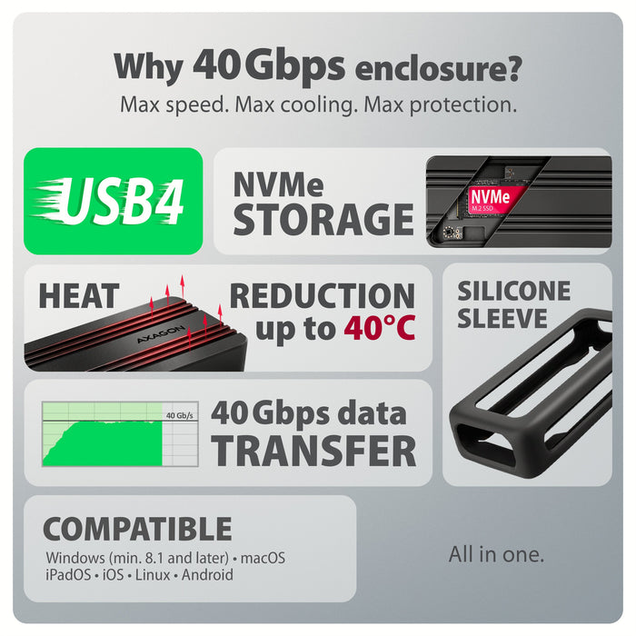 EAN 8595247909473 - Axagon EEM2-40G caja para disco duro externo Caja externa para unidad de estado sólido (SSD) Negro M.2 imagen 3