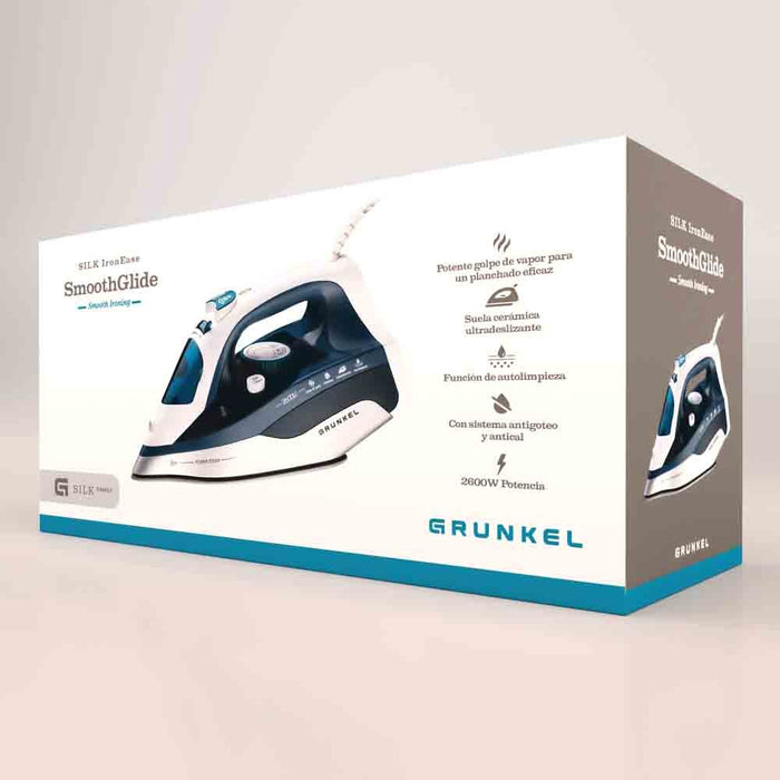 EAN 8426156018041 - Grunkel PL-2600CE plancha Plancha a vapor Suela de cerámica 2600 W Azul imagen 7
