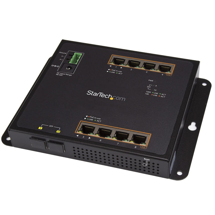 EAN 65030871198 - StarTech.com IES101GP2SFW switch Gigabit Ethernet (10/100/1000) Energía sobre Ethernet (PoE) Negro imagen 1