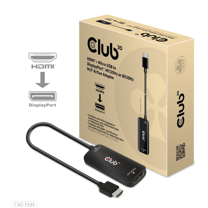 EAN 8719214472498 - CLUB3D CAC-1335 adaptador de cable de vídeo 1 m HDMI + USB DisplayPort Negro imagen 14