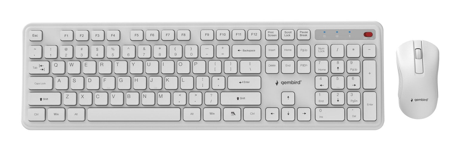 EAN 8716309137027 - Gembird KBS-WPS-01-W teclado Ratón incluido Oficina RF inalámbrico QWERTY Internacional de EE.UU. Blanco imagen 1