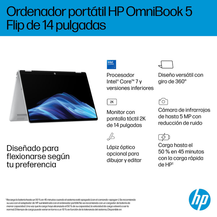 EAN 0199251160462 - HP OmniBook 5 Flip 14-fp0019ns Intel® Core™ i5 i5-1334U Híbrido (2-en-1) 35,6 cm (14") Pantalla táctil 2K imagen 12
