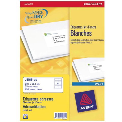 EAN 4004182235300 - Avery J8163-25 etiqueta para dirección Blanco imagen 1