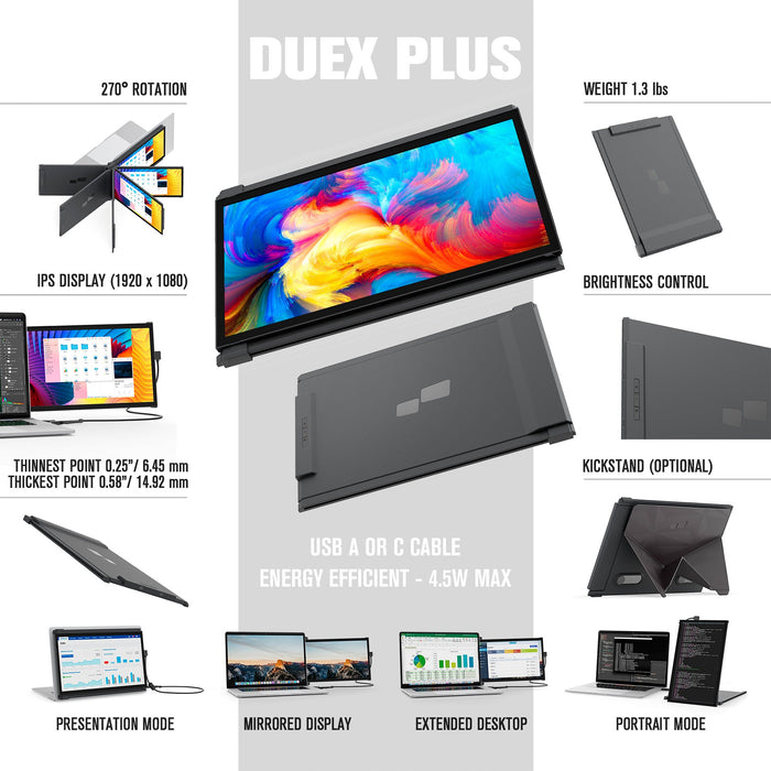 EAN 850001446228 - Mobile Pixels DUEX Plus pantalla para PC 33,8 cm (13.3") 1920 x 1080 Pixeles Full HD LCD Gris imagen 5