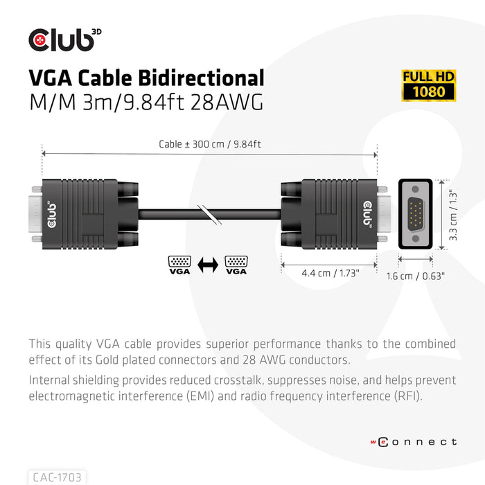 EAN 8719214472184 - CLUB3D CAC-1703 cable VGA 3 m VGA (D-Sub) Negro imagen 4