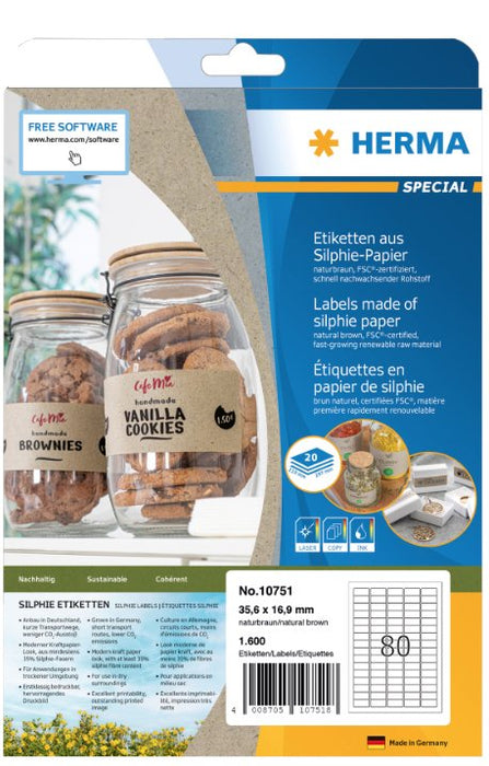 EAN 4008705107518 - HERMA 10751 etiqueta autoadhesiva Rectángulo Permanente Marrón 16000 pieza(s) imagen 1