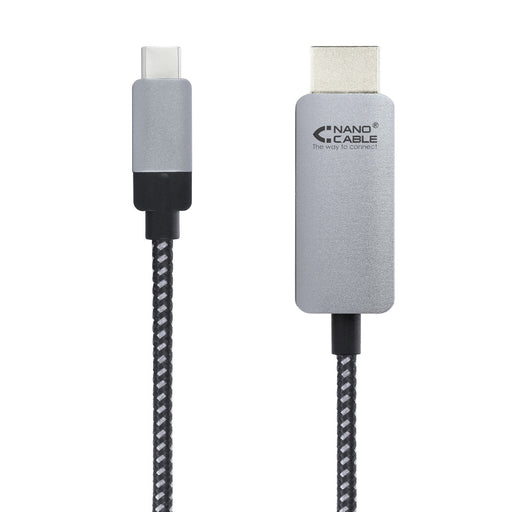 EAN 8433281009899 - Nanocable 10.15.5102 adaptador de cable de vídeo 1,8 m USB Tipo C HDMI Aluminio, Negro imagen 2