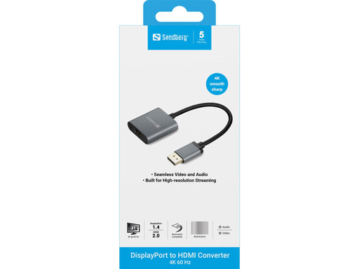 EAN 5705730509193 - Sandberg 509-19 adaptador de cable de vídeo DisplayPort HDMI tipo A (Estándar) Gris imagen 2