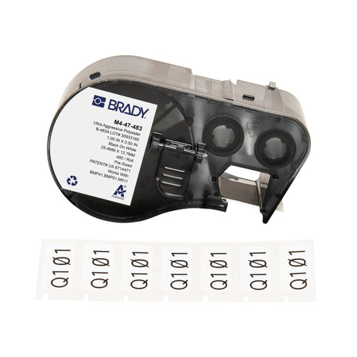 EAN 888434592007 - Brady M4-47-483 etiqueta de impresora Negro, Blanco Etiqueta para impresora autoadhesiva imagen 1